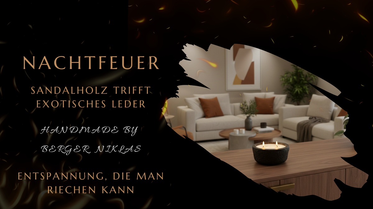 Nachtfeuer Duftkerze Handmade by Berger Niklas Sandelholz trifft auf exotisches Leder